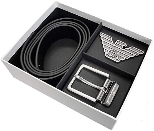 Cuero | Leather Double Face Belt Black Belt Two Buckle Gift Set Box for Men
