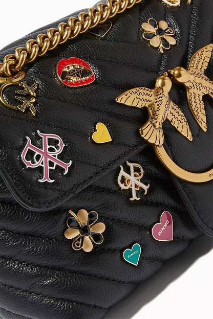 Cuero | Mini Love Brooches Quilted Bag in Leather