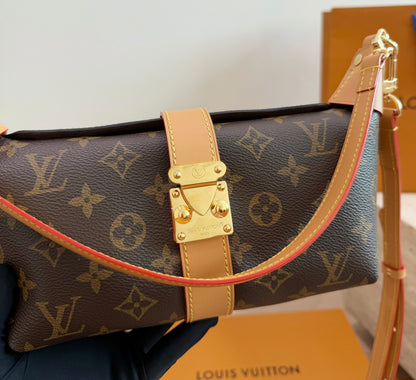 Cuero | Monogram Print Buckle Strap Shoulder Hobo Bag - Monogram Brown