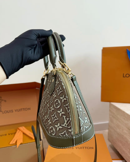 Cuero | Mini Monogram Jacquard Dome Top Handle Bag - Olive Green