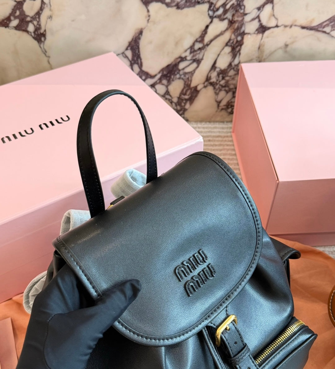 Cuero | Black Leather Mini Backpack