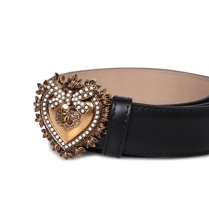 Cuero | Handmade jewel heart buckle with pearl inlays