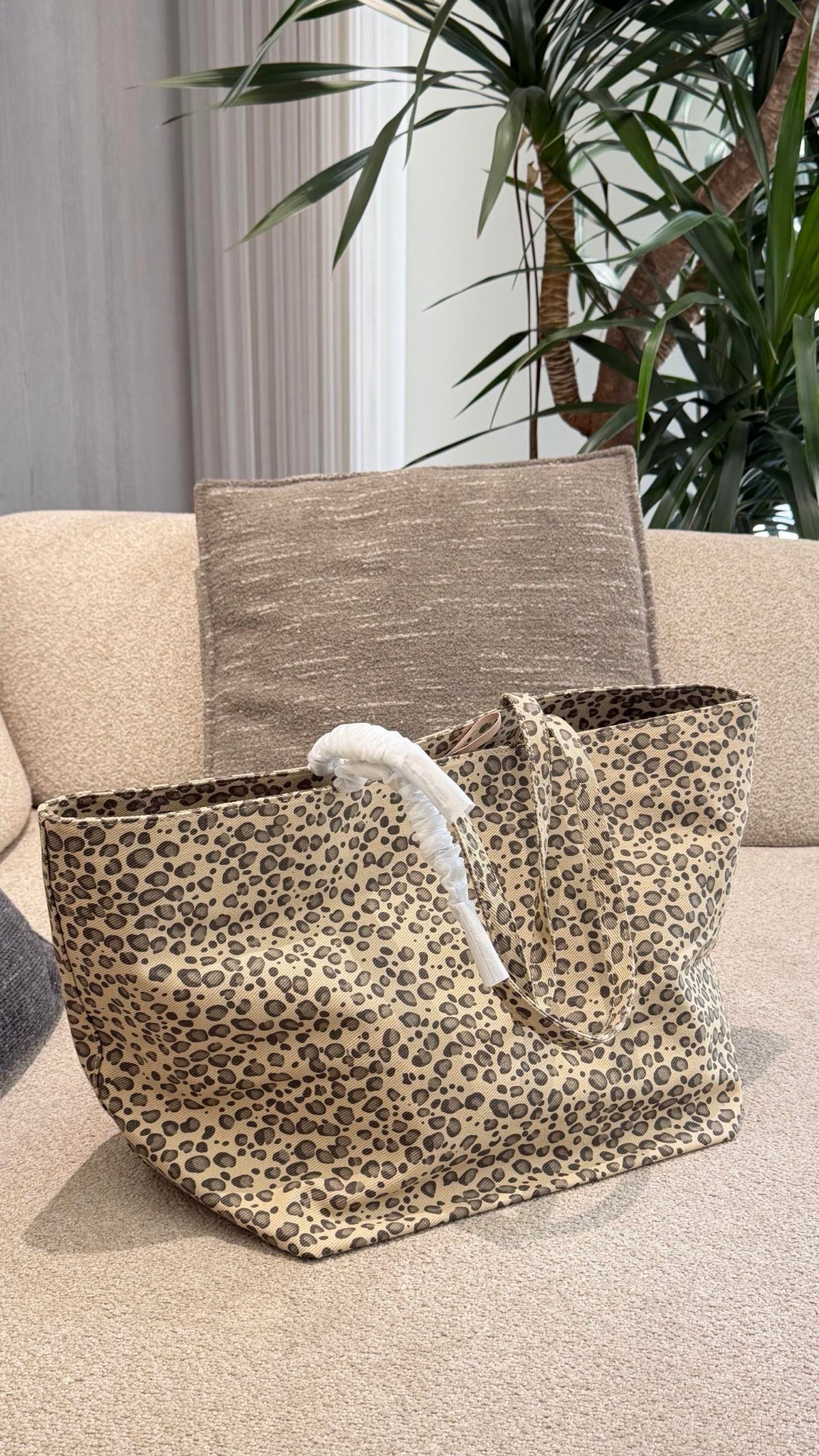 Cuero | Leopard Print Logo Tote Bag - Beige Leopard