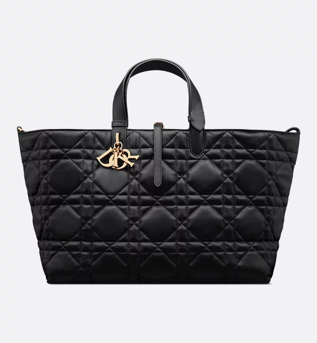 Cuero | Large Toujours Bag Black Macrocannage Calfskin