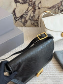 Balenciaga Soft Saddle Shoulder Bag – Black Cracked Leather with Gold Hardware