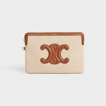Cuero | SMALL POUCH WITH STRAP CUIR TRIOMPHE IN TEXTILE AND CALFSKIN