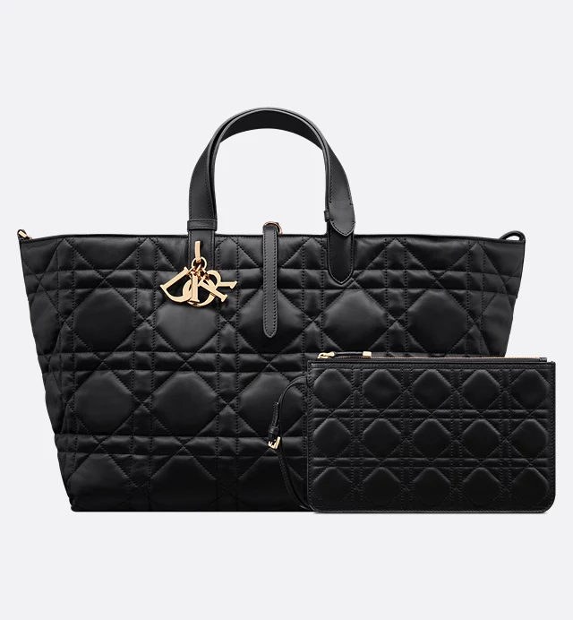 Cuero | Large Toujours Bag Black Macrocannage Calfskin