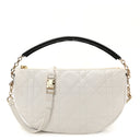 CHRISTIAN DIOR Lambskin Cannage Medium Dior Vibe Hobo Bag White