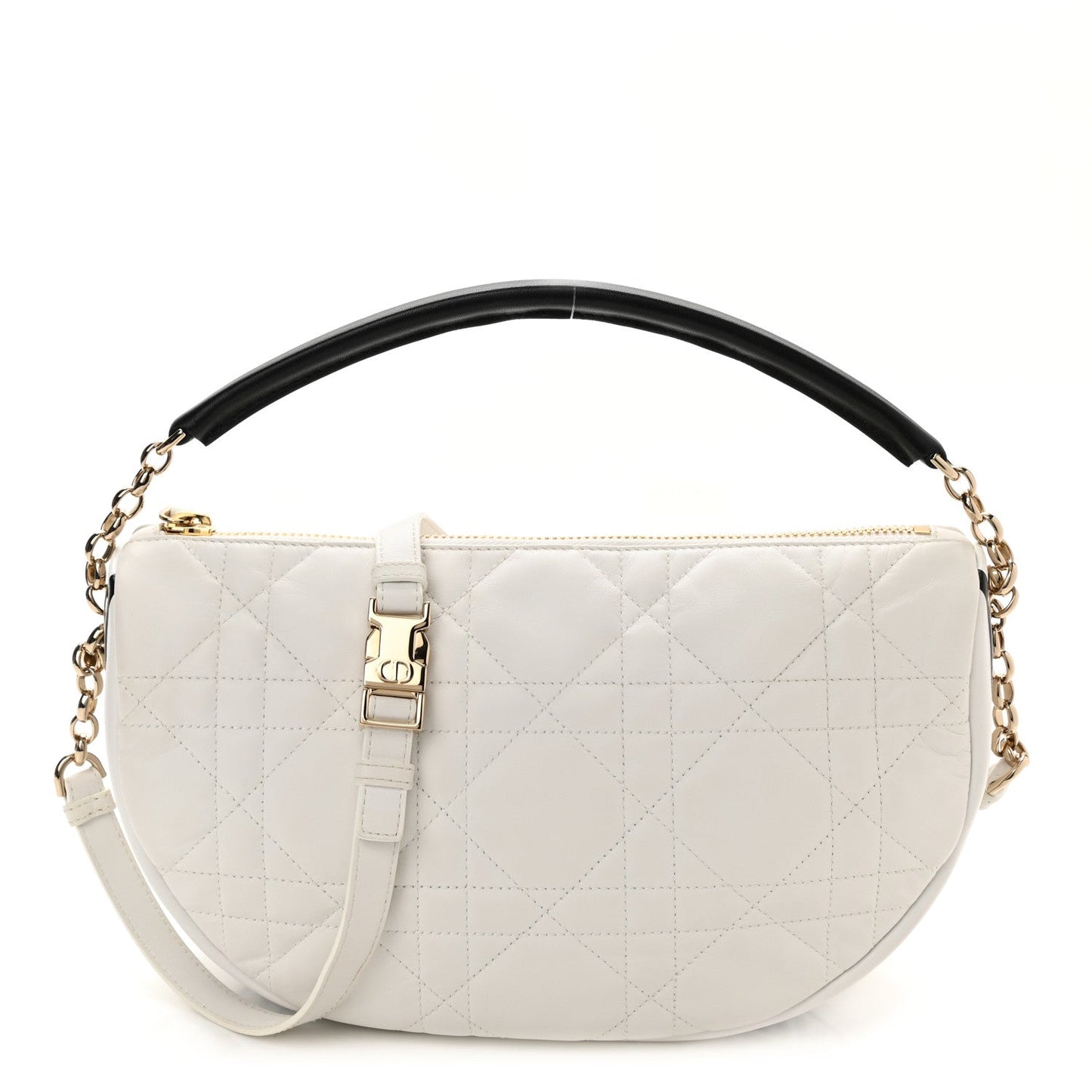 Cuero | Lambskin Cannage Medium Vibe Hobo Bag White