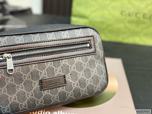 Cuero | Signature Monogram Zip Front Belt Bag - Graphite Grey Monogram