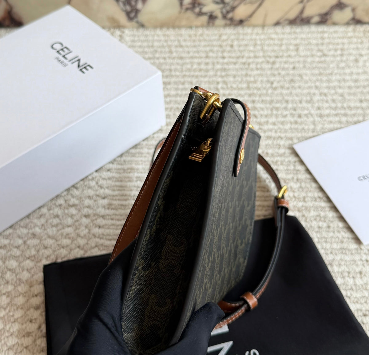 Cuero | Signature Monogram Flap Crossbody Bag - Espresso Monogram