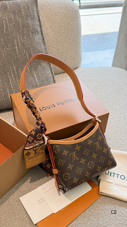 Cuero | Monogram Hobo Shoulder Bag Brown
