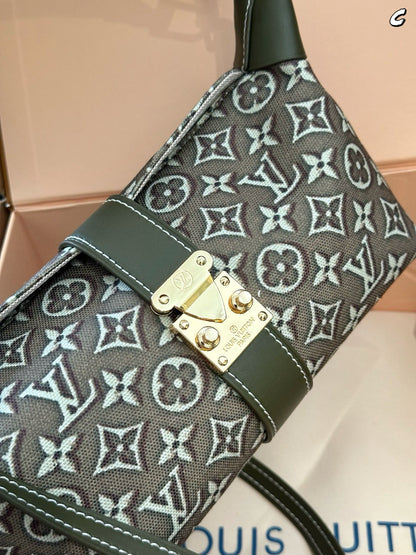 Cuero | Mini Monogram Jacquard Buckle Strap Hobo Bag - Olive Green