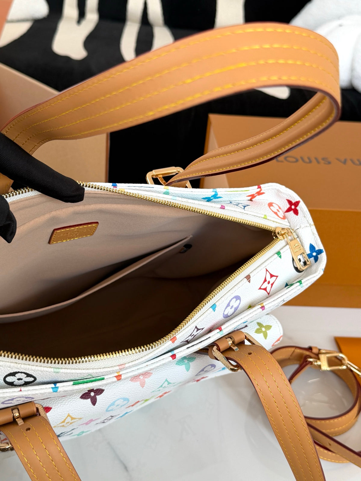 Cuero | Multicolor Monogram Cargo Tote Bag - White Multicolor