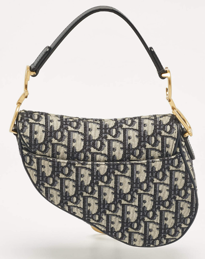Cuero | Navy Blue Oblique Canvas Saddle Bag