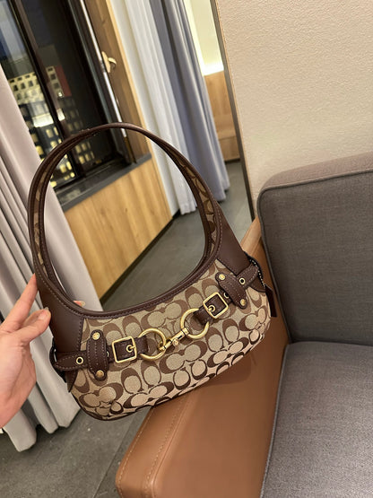 Cuero | Signature Buckle Hobo Shoulder Bag - Brown