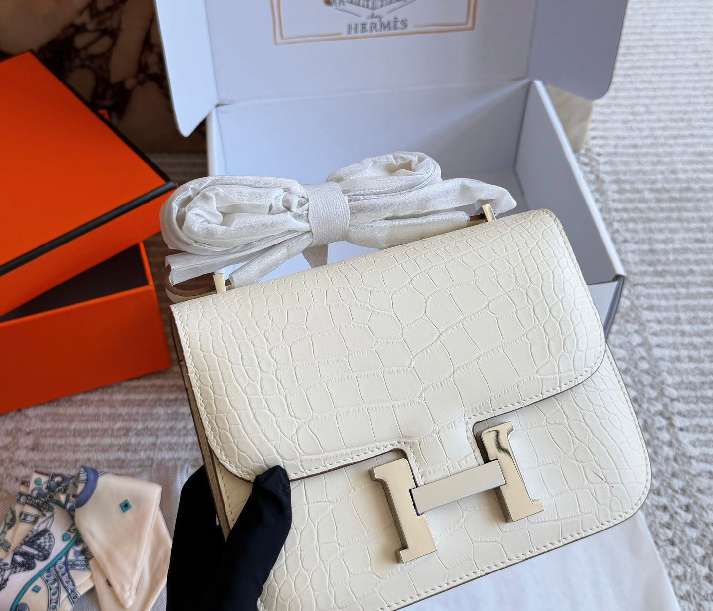 Cuero | Croc-Embossed Leather Flap Bag