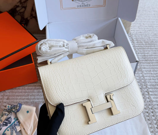 Cuero | Croc-Embossed Leather Flap Bag