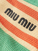 Miu Miu Logo-embroidered Straw Tote Bag