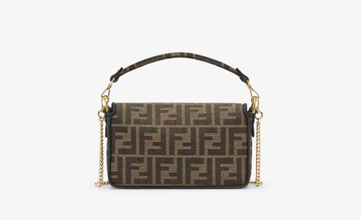 Cuero | Baguette Mini Brown FF jacquard fabric bag