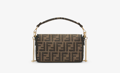 Cuero | Baguette Mini Brown FF jacquard fabric bag