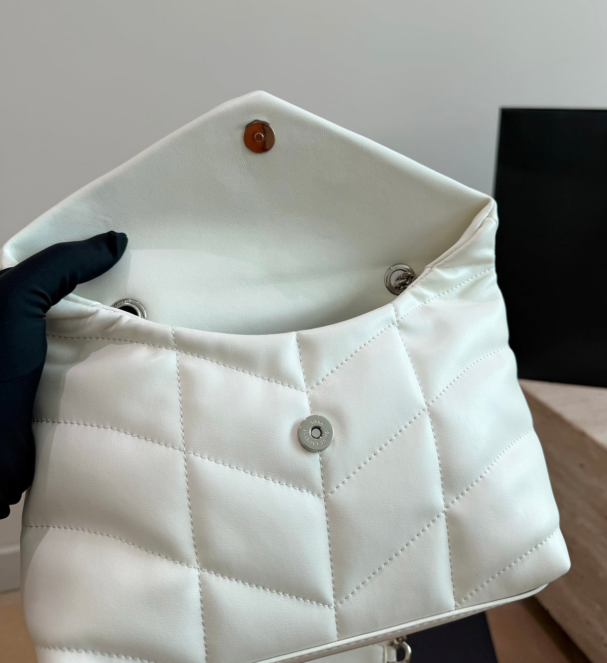 Cuero | Quilted Envelope Chain Shoulder Bag - White