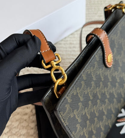 Cuero | Signature Monogram Flap Crossbody Bag - Espresso Monogram
