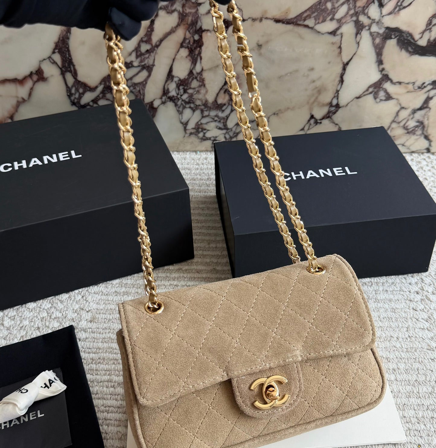 Cuero | Quilted Suede Flap Bag
