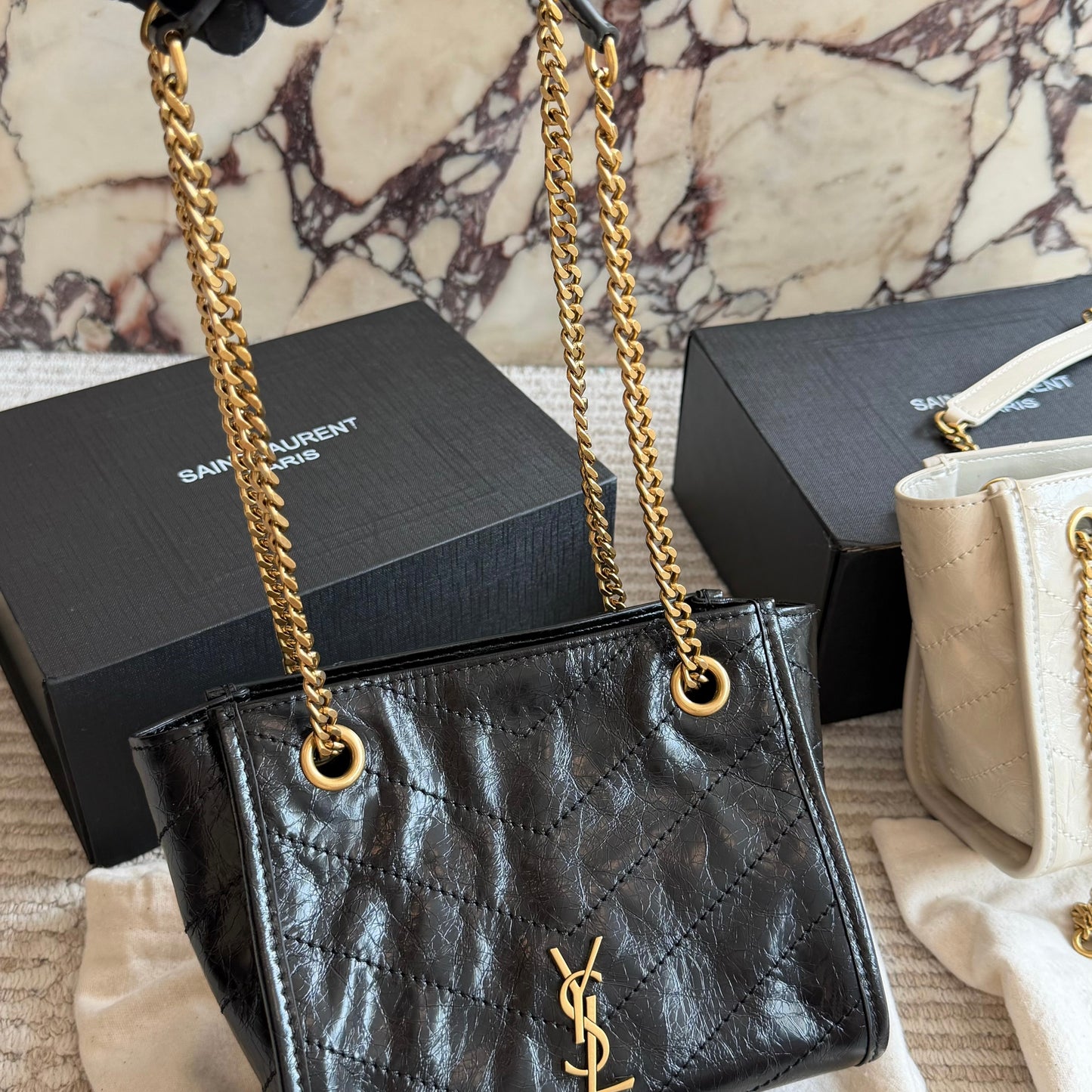 Cuero | Chevron Quilted Chain Tote