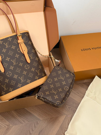 Cuero | Monogram Bucket Tote Bag Brown