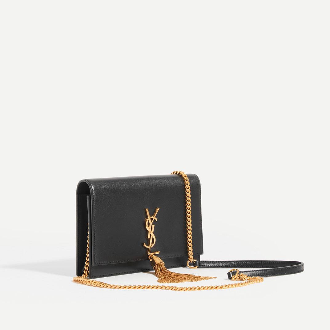 Cuero | Small Kate Tassel Chain Wallet in Black