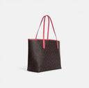 Coach City Tote In Signature Canvas With Varsity Motif