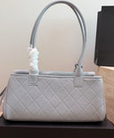 Chanel Bowler Bag – Light Grey Caviar Leather with Gold Hardware