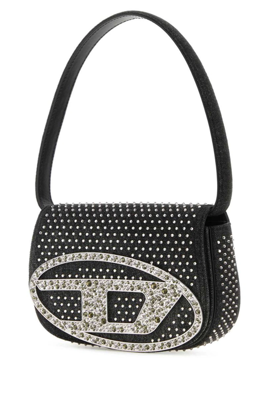 Cuero | Embellished Black Denim Shoulder Bag