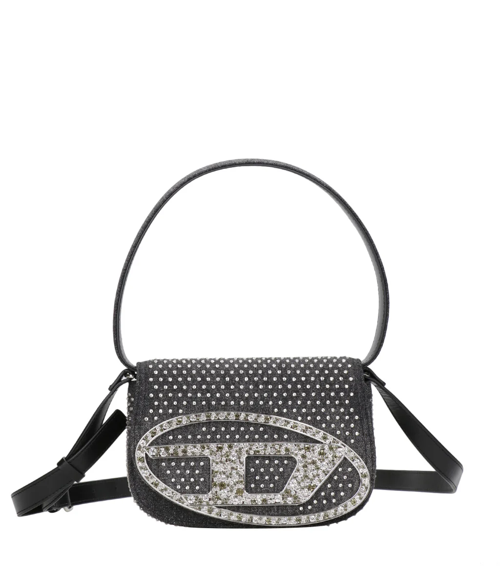 Cuero | Embellished Black Denim Shoulder Bag