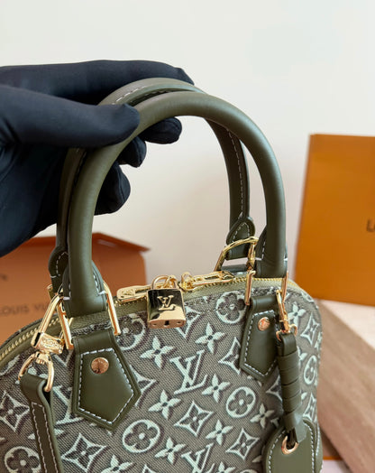 Cuero | Mini Monogram Jacquard Dome Top Handle Bag - Olive Green