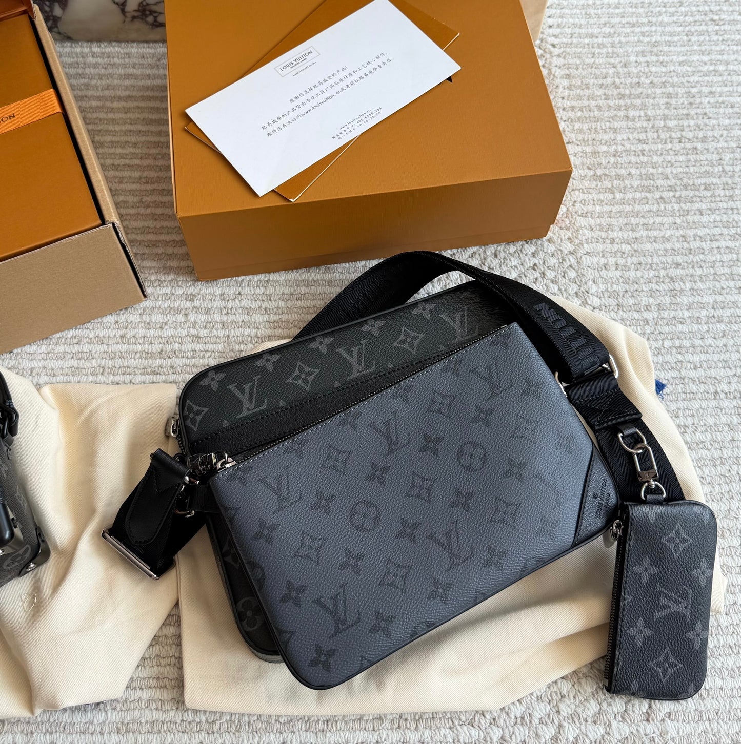 Cuero | Black Monogram 3-in-1 Messenger Bag