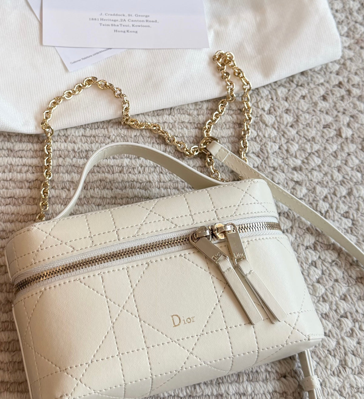 Cuero | Ivory Quilted Vanity Bag