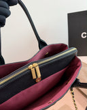 Chanel V-Line Tote Bag – Black Quilted Caviar