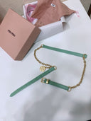 Miu Miu Leather and Chain Belt – Mint Green