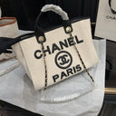 Chanel Medium Striped Deauville Shopping Tote Bag – Black