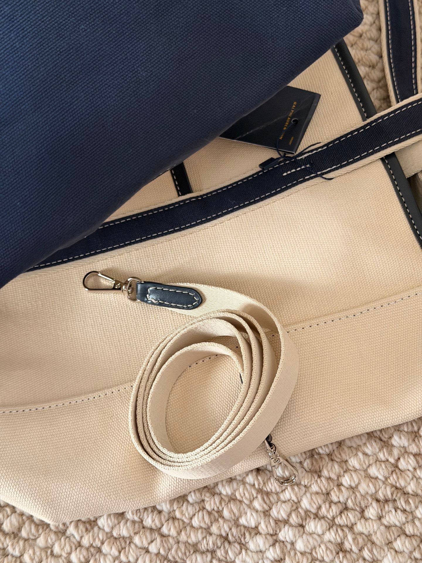 Cuero | Ralph Lauren Cotton Canvas Mini Shopper Tote in Natural