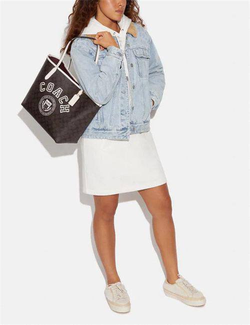 Cuero | City Tote In Signature Canvas With Varsity Motif