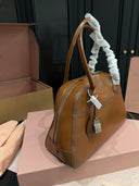 Miu Miu Behn Tote – Cognac Smooth Leather with Silver Hardware