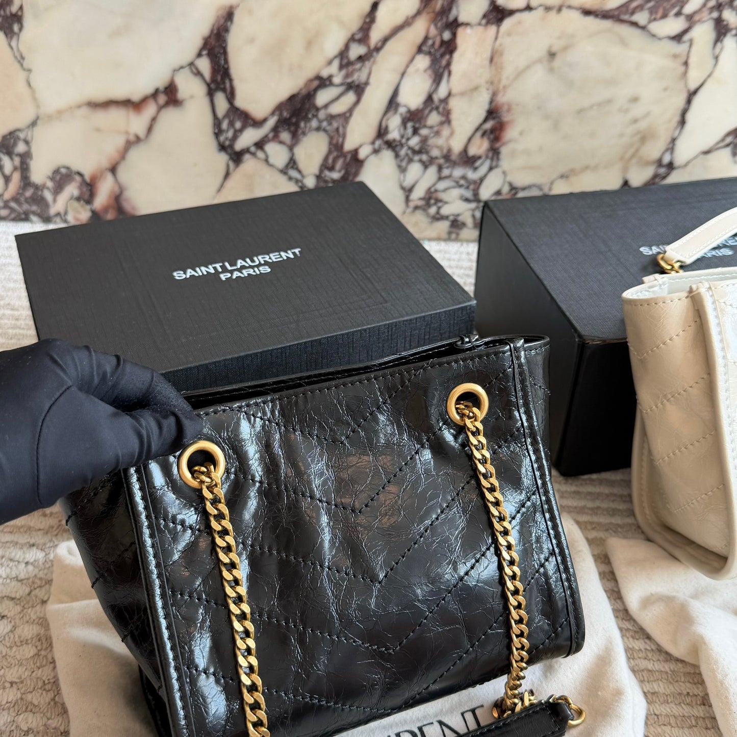 Cuero | Chevron Quilted Chain Tote