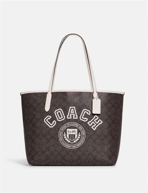 Cuero | City Tote In Signature Canvas With Varsity Motif