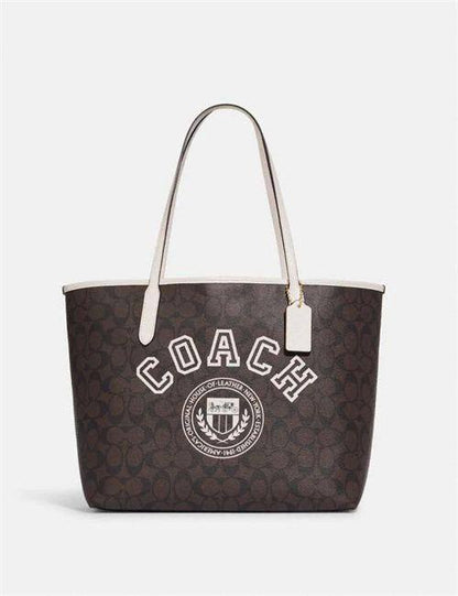 Cuero | City Tote In Signature Canvas With Varsity Motif