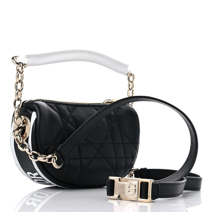 Cuero | Lambskin Cannage Mini Vibe Hobo Bag Black