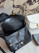 Balenciaga Soft Saddle Shoulder Bag – Black Cracked Leather with Gold Hardware