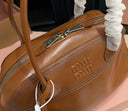 Miu Miu Behn Tote – Cognac Smooth Leather with Silver Hardware